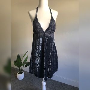 Blue Velvet V-Neck Dress